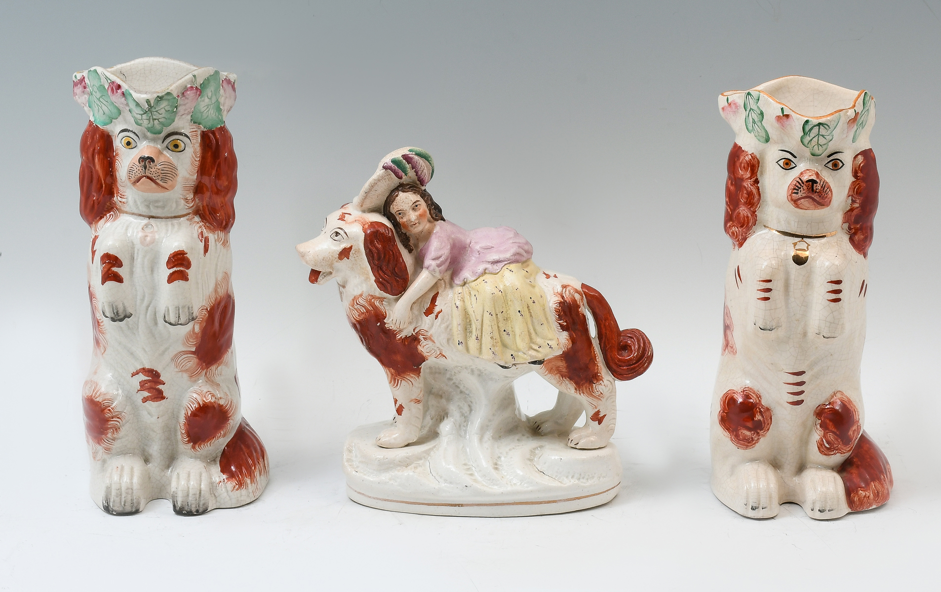 3 PC. STAFFORDSHIRE PORCELAIN DOG