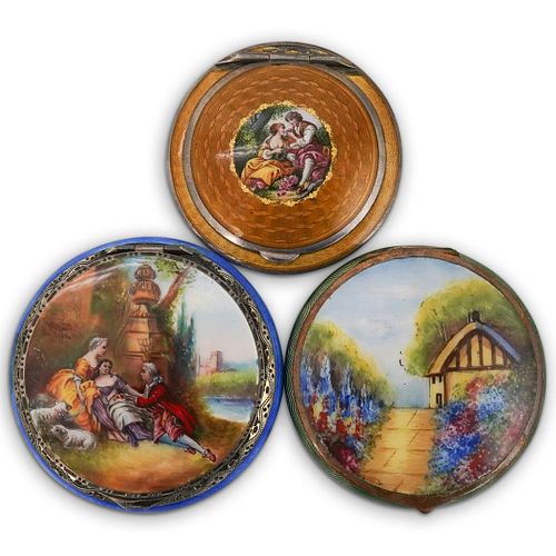 (3 PC) STERLING AND ENAMEL