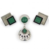 (3 PC) STERLING AND MALACHITE
