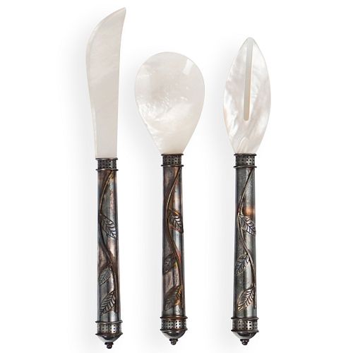 (3 PC) STERLING & MOTHER OF PEARL