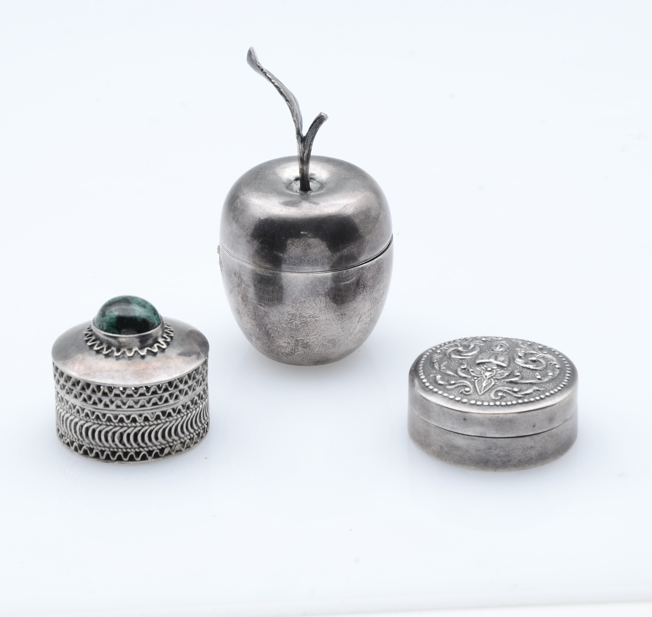 3 PC. STERLING PILL BOX COLLECTION: