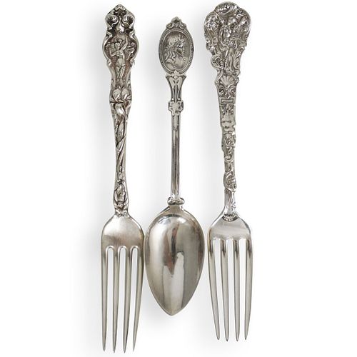 (3 PC) STERLING SILVER FORK AND