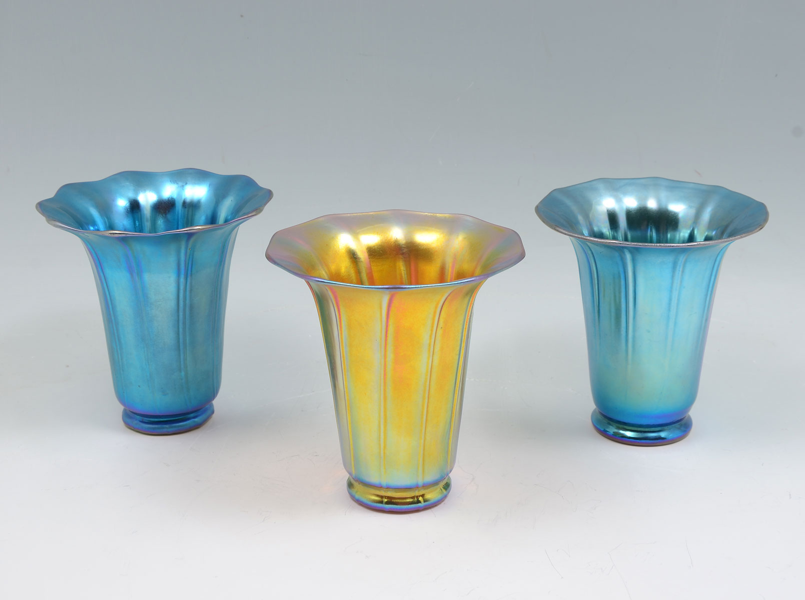 3 PC. STEUBEN ART GLASS FLORIFORM