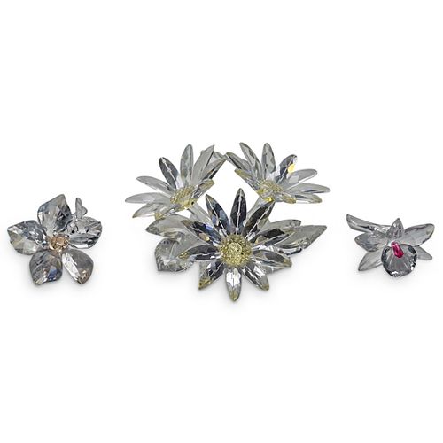 (3 PC) SWAROVSKI CRYSTAL FLOWER