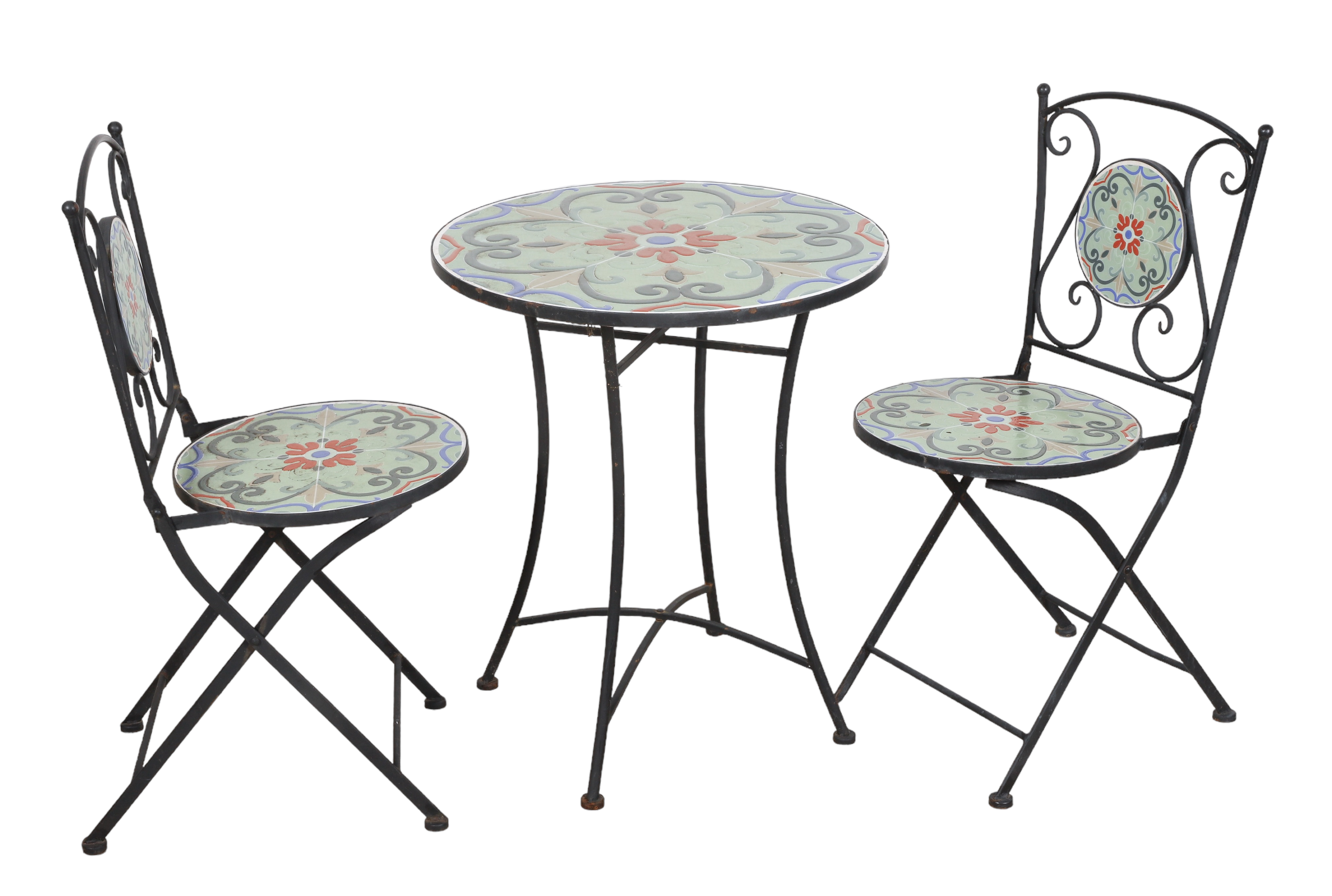 (3) pc tiled and ebonized metal