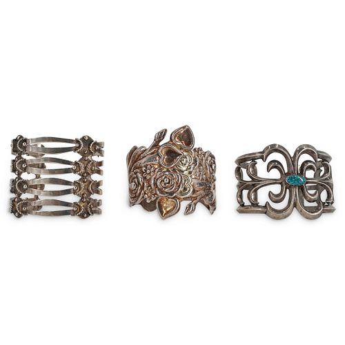 (3 PC) VINTAGE STERLING SILVER CUFF