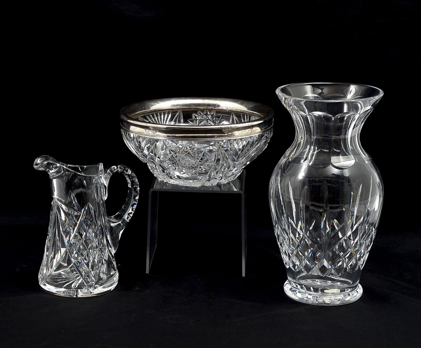 3 PC. WATERFORD AND EAPG SILVER RIM