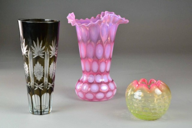 (3) PCS. ART GLASS AND CUT