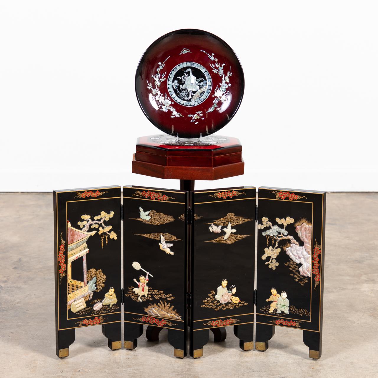 3 PCS, ASIAN BLACK LACQUERED
