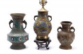 3 PCS, ASIAN CLOISONNE URNS, O