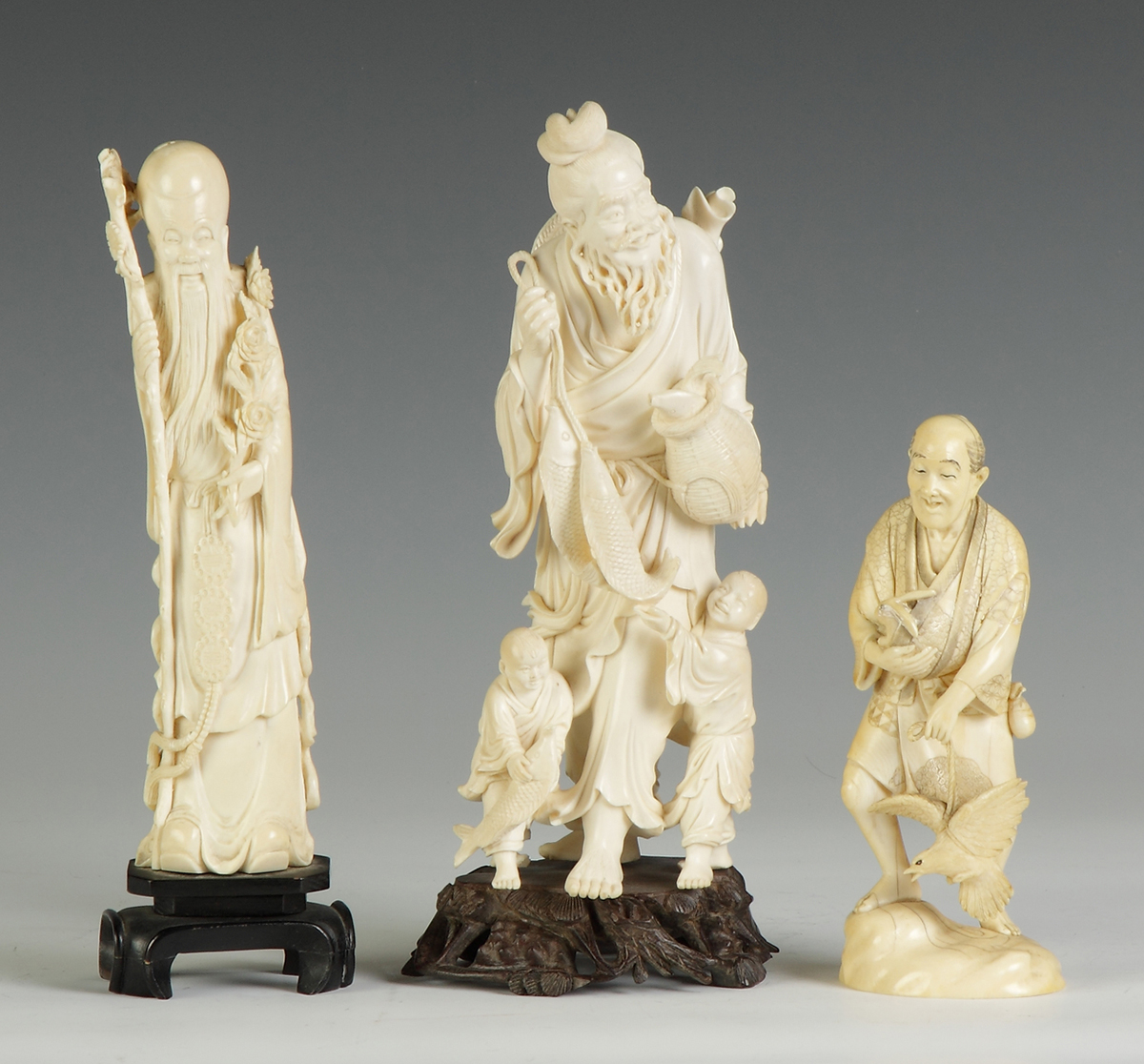 3 Pcs. Carved Ivory 20th cent.
