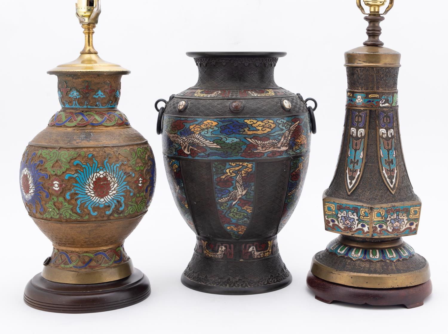 3 PCS, CHAMPLEVE DECORATIVE