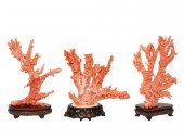3 PCS. CHINESE CARVED CORAL BR