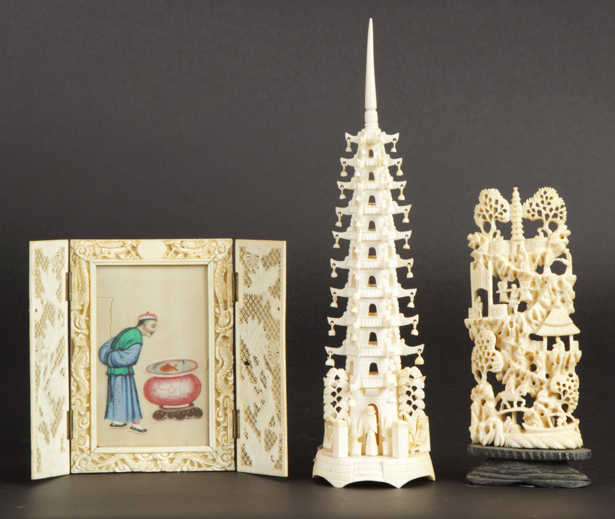 3 Pcs. Chinese Carved Ivory Ivory