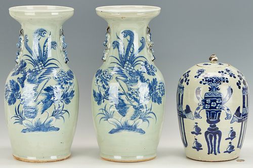 3 PCS CHINESE EXPORT BLUE & WHITE