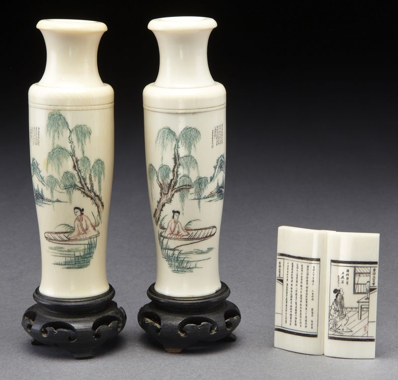 3 Pcs. Chinese polychrome carved