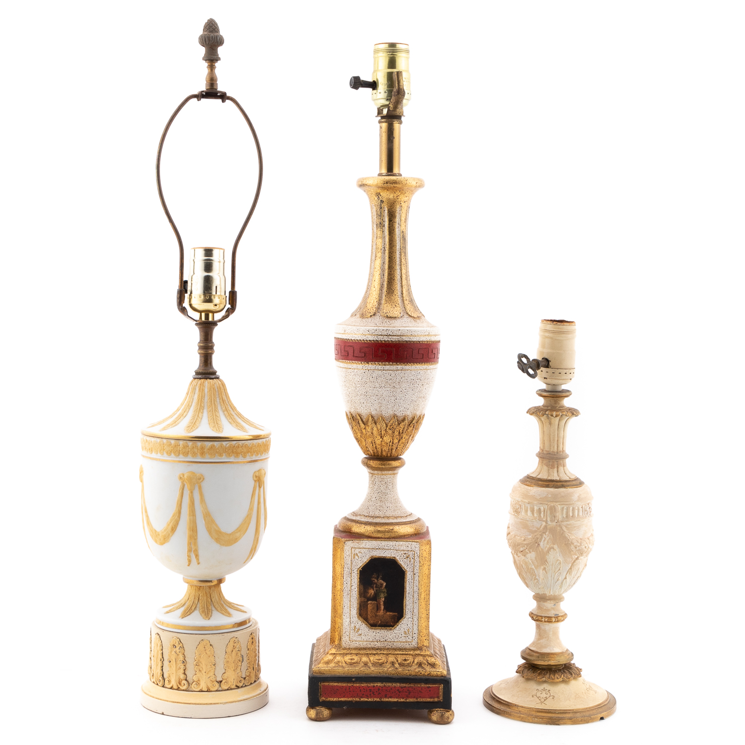 3 PCS, CREAM TABLE LAMPS,