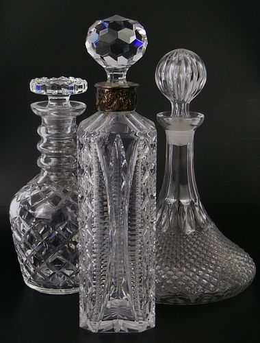 3 PCS CUT CRYSTAL DECANTERS