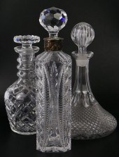 3 PCS CUT CRYSTAL DECANTERS GR