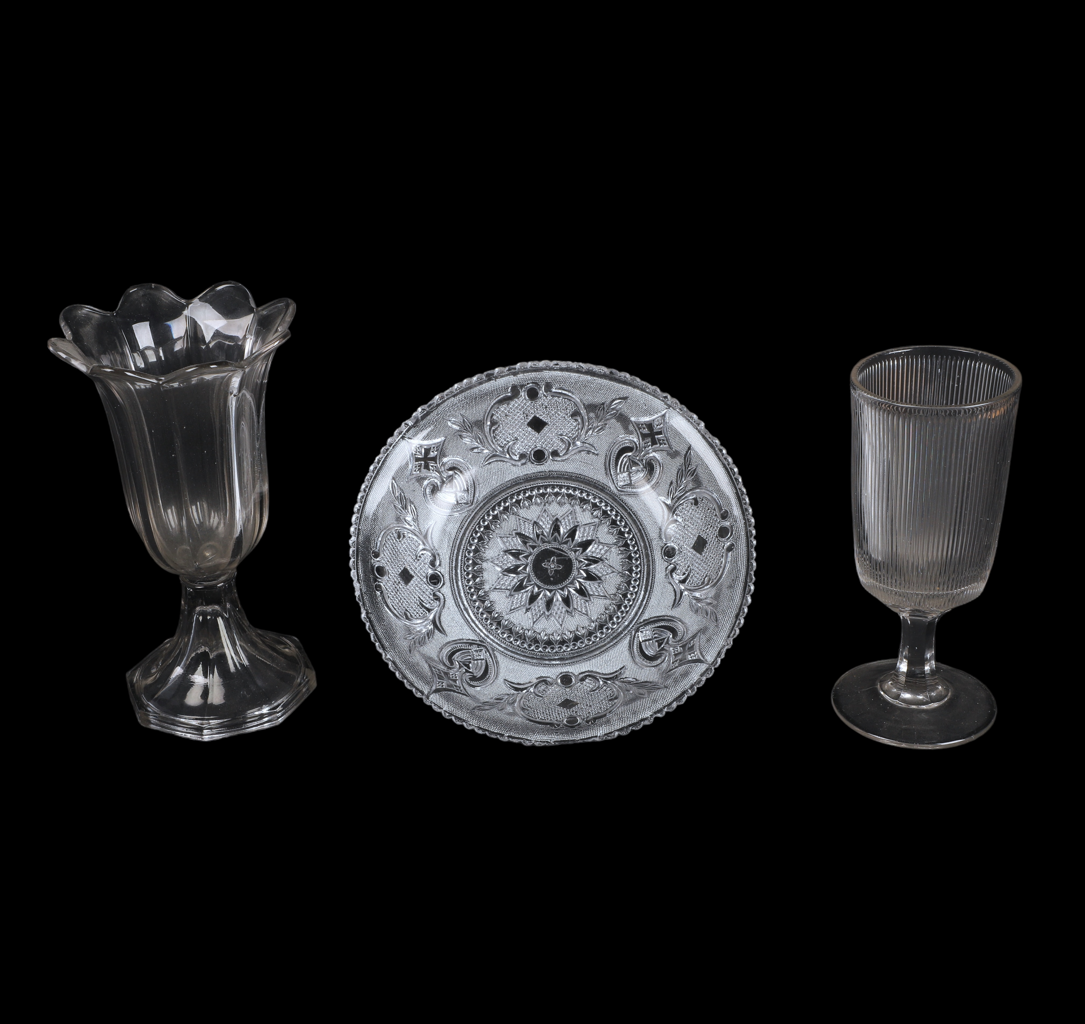 (3) Pcs Flint glass, c/o Lacy