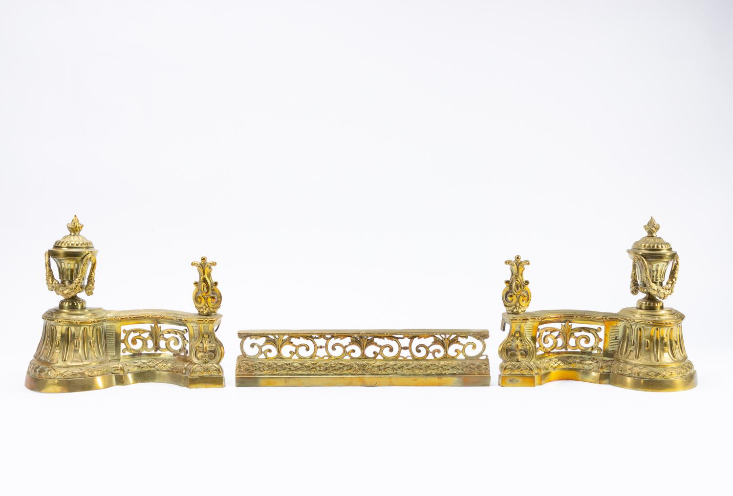 3 PCS FRENCH GILT FIREPLACE