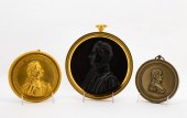 3 PCS, GILT BRONZE PORTRAIT RE