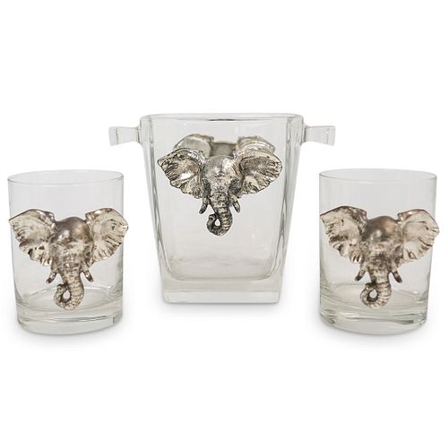 (3 PCS) GLASS BARWARE ELEPHANT
