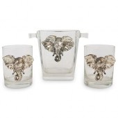 (3 PCS) GLASS BARWARE ELEPHANT
