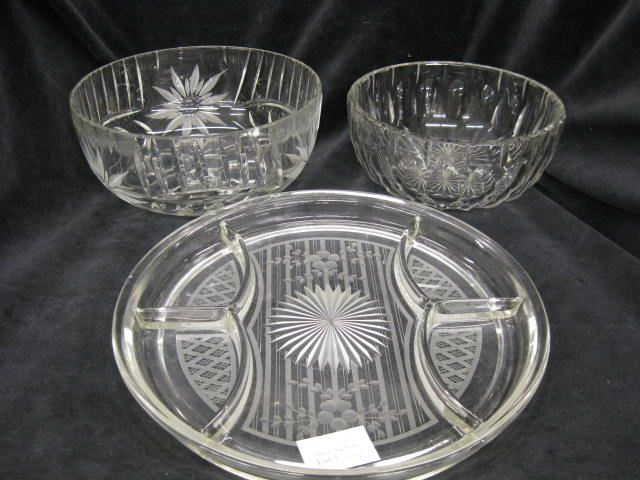 3 pcs. Glassware;2 cut glass