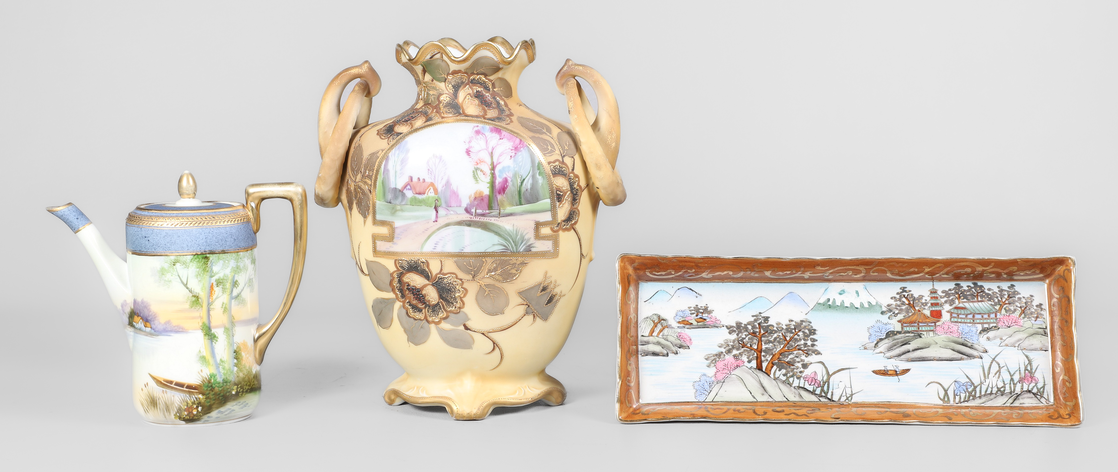 (3) Pcs hand painted Japanese