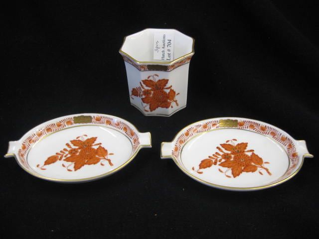 3 pcs. Herend Porcelain;orange