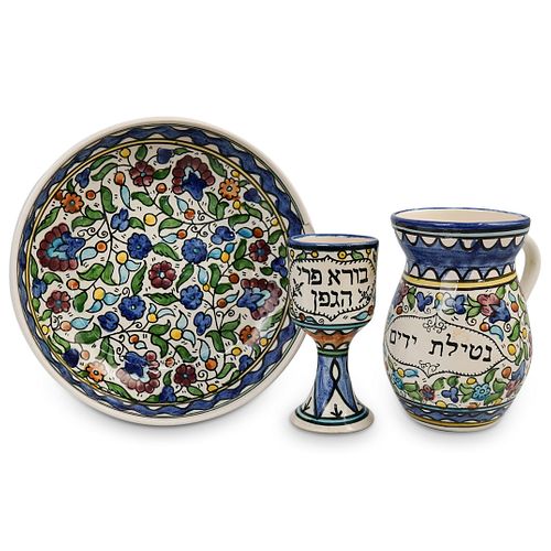(3 PCS) JUDAICA HAND PAINTED