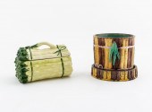 3 PCS, MAJOLICA ASPARAGUS SERV