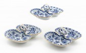 3 PCS, MEISSEN BLUE ONION SERV