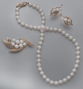 3 Pcs. Mikimoto 14K gold and p