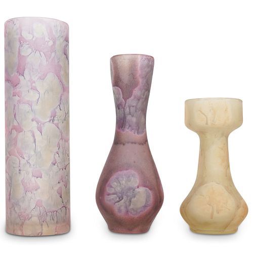 (3 PCS) MULTICOLORED ART GLASS VASE
