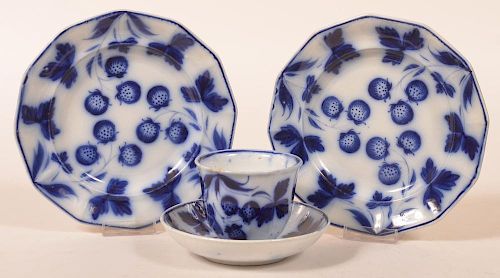 3 PCS. OF FLOW BLUE "STRAWBERRY"