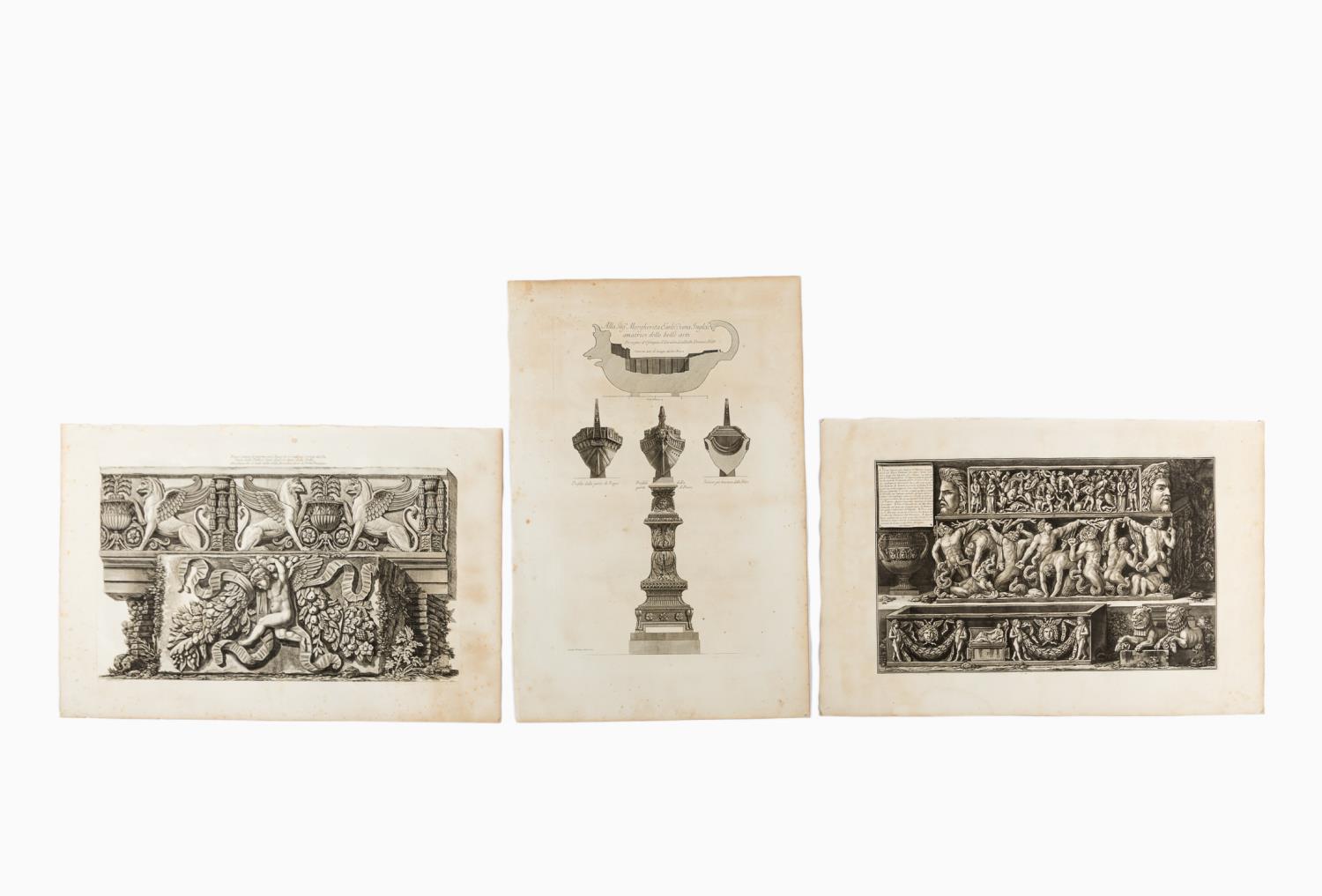 3 PCS PIRANESI ENGRAVINGS, FRIEZE