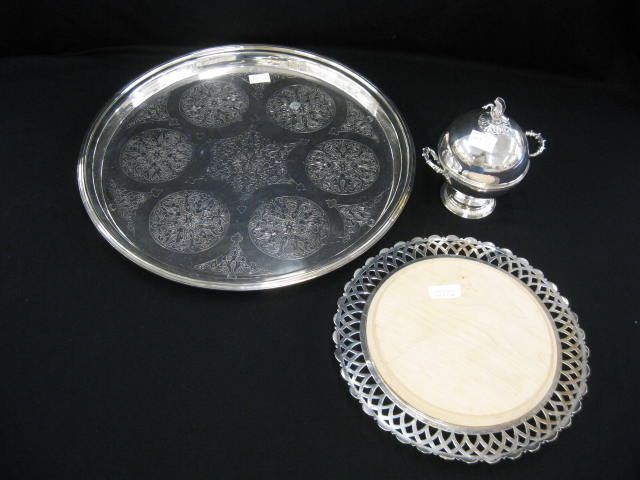 3 pcs. Silverplate;18'' round
