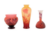 3 PCS SMALL CAMEO GLASS VASES: