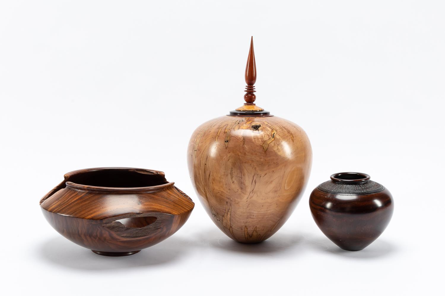 3 PCS TURNED WOOD BOWLS, MENDEZ &