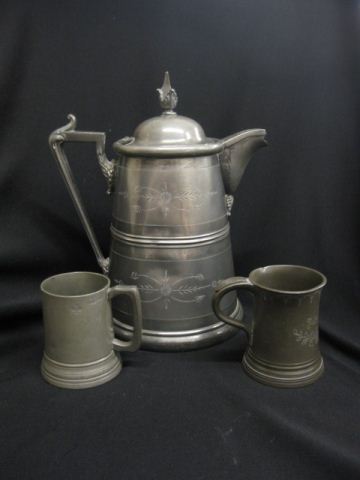 3 pcs. Victorian Pewter;water