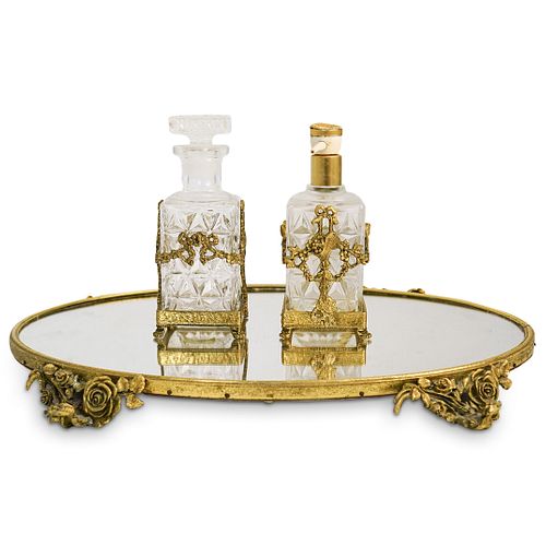(3 PCS ) VINTAGE CRYSTAL CUT VANITY