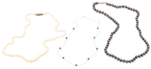 3 PEARL NECKLACES, INCL.