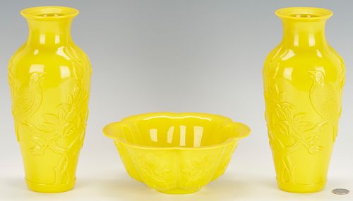 3 PEKING IMPERIAL YELLOW GLASS