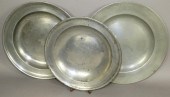 3 PERIOD PEWTER DISHESca. mid