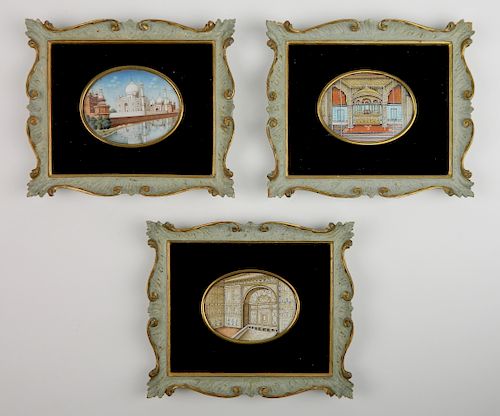 3 PERSIAN HAND-PAINTED ON IVORY