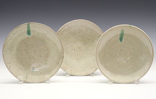 3 PEWABIC POTTERY PLATESThree