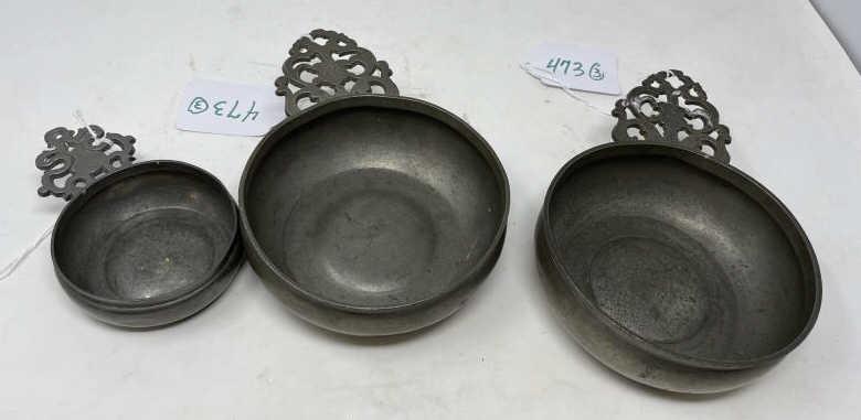 (3) PEWTER PORRINGER (2)