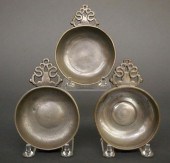 3 PEWTER PORRINGERSThree early